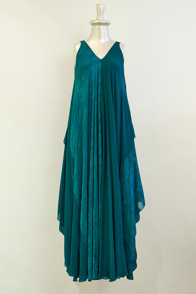 Stephany Silk Layered V Neck Jacquard Dress - Republic of Mode