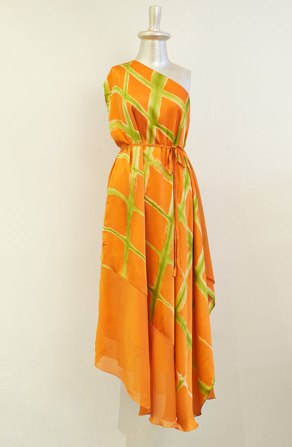 Stephany Silk Tie-Dye One Shoulder Dress - Republic of Mode