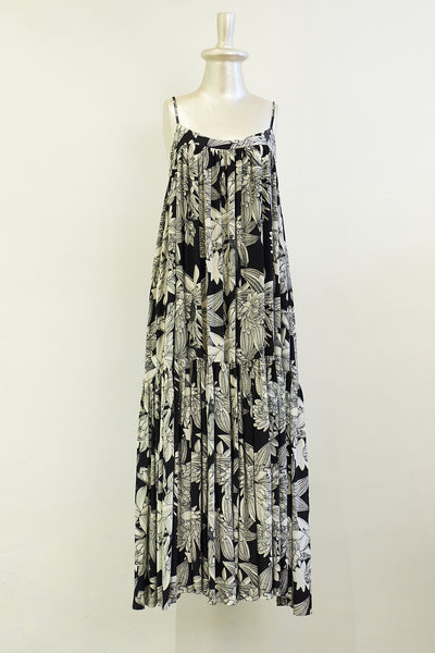 Stephany Silk Leaf Print Long Strappy Dress - Republic of Mode