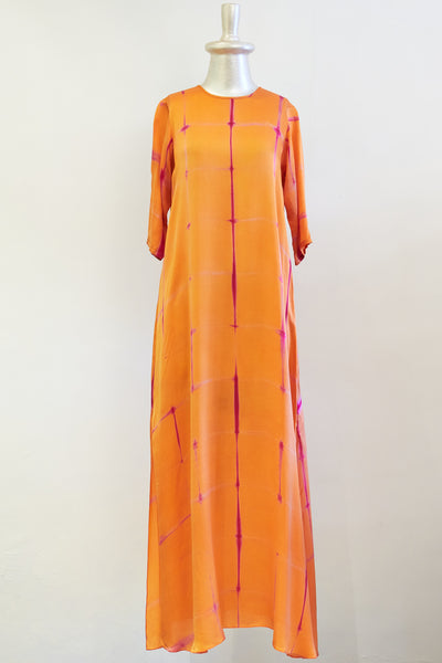 Stephany Silk Tie-Dye High Neck Long Dress - Republic of Mode