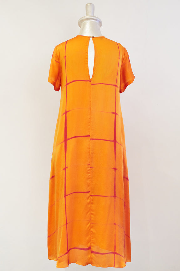 Stephany Silk Fold-Dye High Neck Front Pleated Dress - Republic of Mode