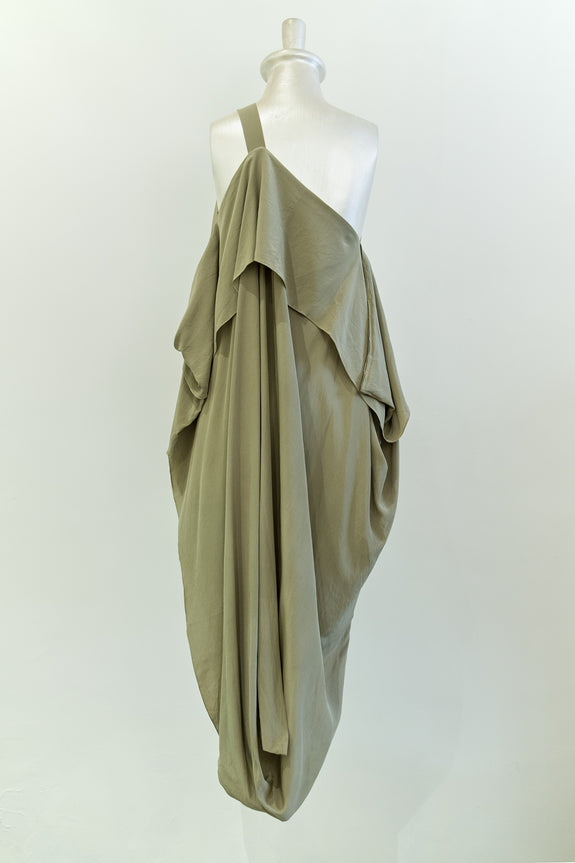 Stephany Silk Draped Front Pleat Strap Dress - Republic of Mode