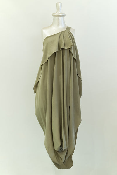 Stephany Silk Draped Front Pleat Strap Dress - Republic of Mode