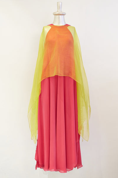 Stephany Layered High Neck Dress w/ Organza Cover up - Republic of Mode