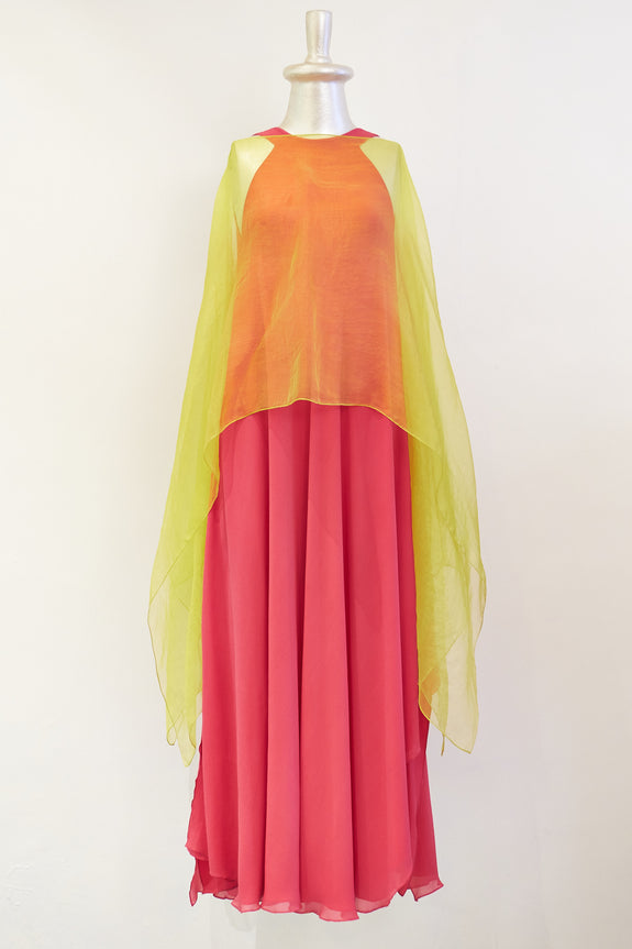 Stephany Layered High Neck Dress w/ Organza Cover up - Republic of Mode
