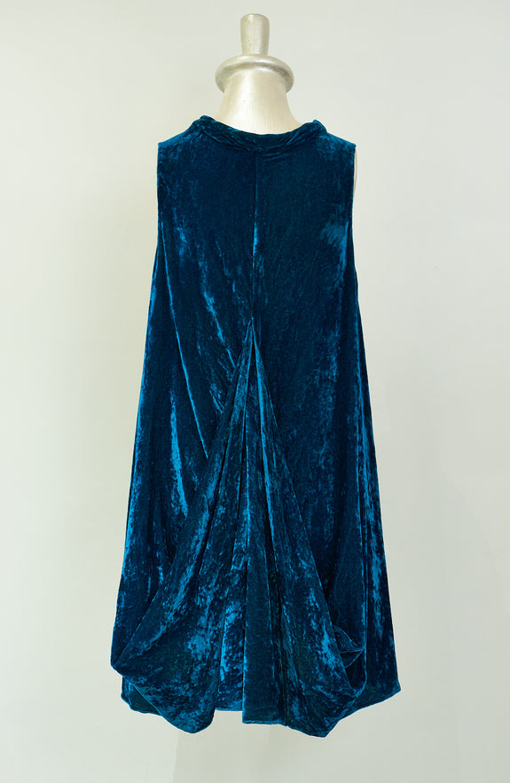 Stephany Silk Velvet High Neck Back Draped Dress - Republic of Mode