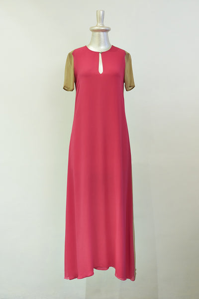 Stephany Silk Color-Block Long Shift Dress - Republic of Mode