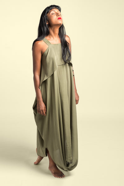 Stephany Draped Front Pleat Strap Dress - Republic of Mode