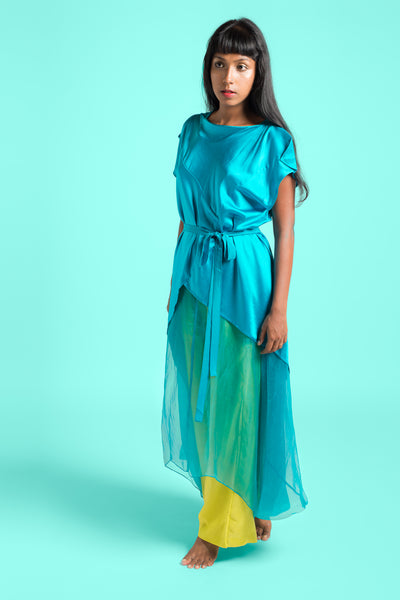 Stephany Silk Deconstructed Top w/ Belt / Organza Shift / Silk Trouser - Republic of Mode