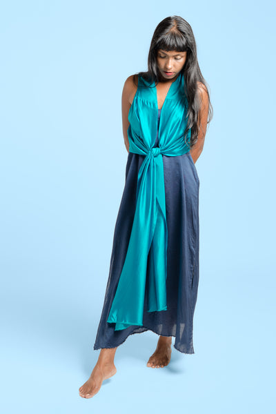 Stephany Silk Long Paneled Jacket - Republic of Mode