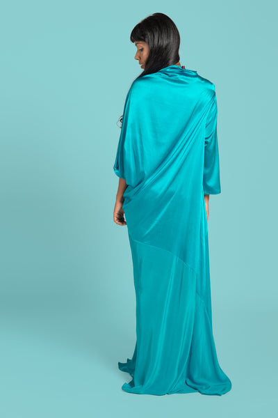 Stephany Silk Deconstructed Bias-Cut Flowy Dress w/ Medium Sleeve - Republic of Mode