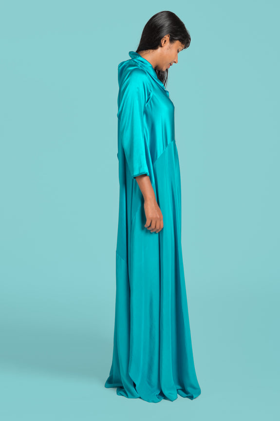 Stephany Silk Deconstructed Bias-Cut Flowy Dress w/ Medium Sleeve - Republic of Mode