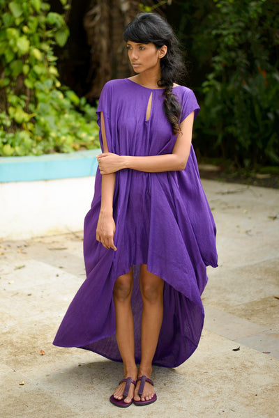 Stephany Silk Cut Out Neck Draped Dress - Republic of Mode