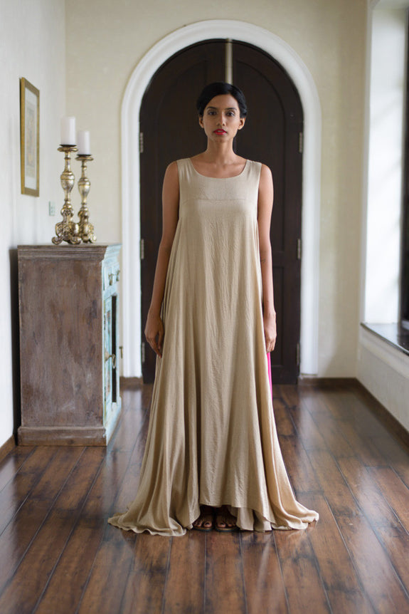 Stephany Silk Color-Block Yoke Dress w/ Pockets - Republic of Mode