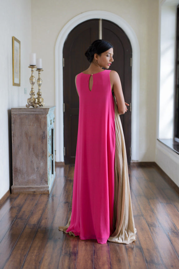Stephany Silk Color-Block Yoke Dress w/ Pockets - Republic of Mode