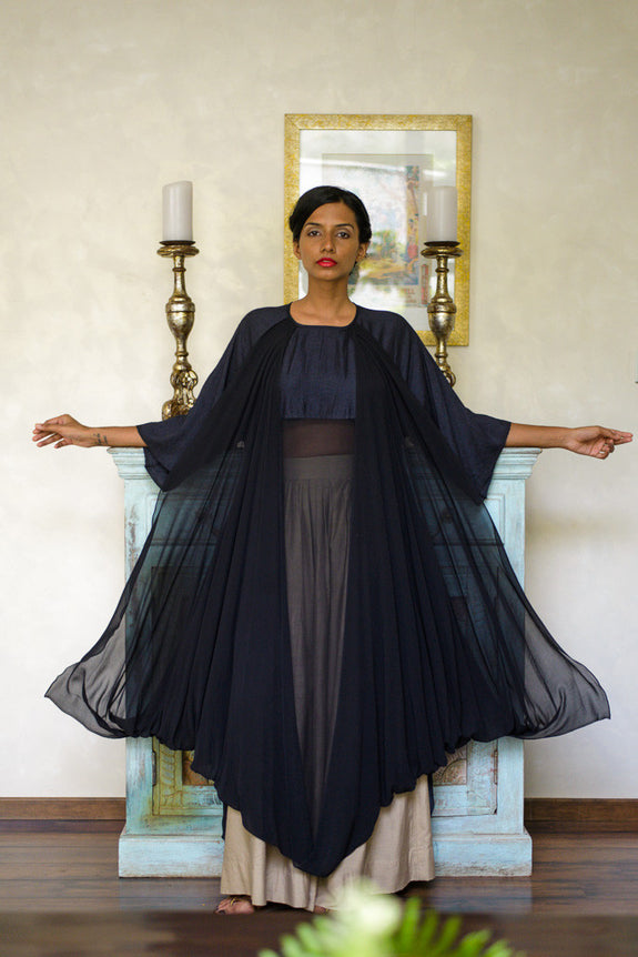 Stephany Silk Kimono-Sleeve Draped Tunic - Republic of Mode