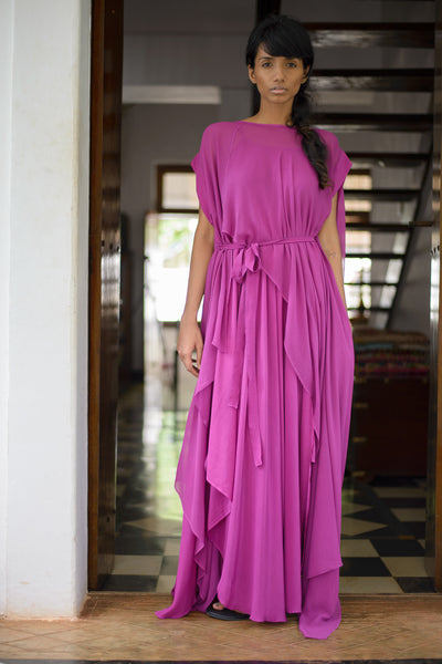 Stephany Silk Draped Front Tie-up Dress - Republic of Mode